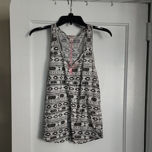 Mossimo Supply Co. Black and White Racerback Tank Top With Pink Stiching Detail